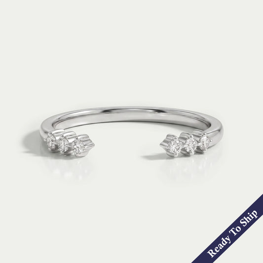 Round Diamond Open Cuff Wedding Ring Ring