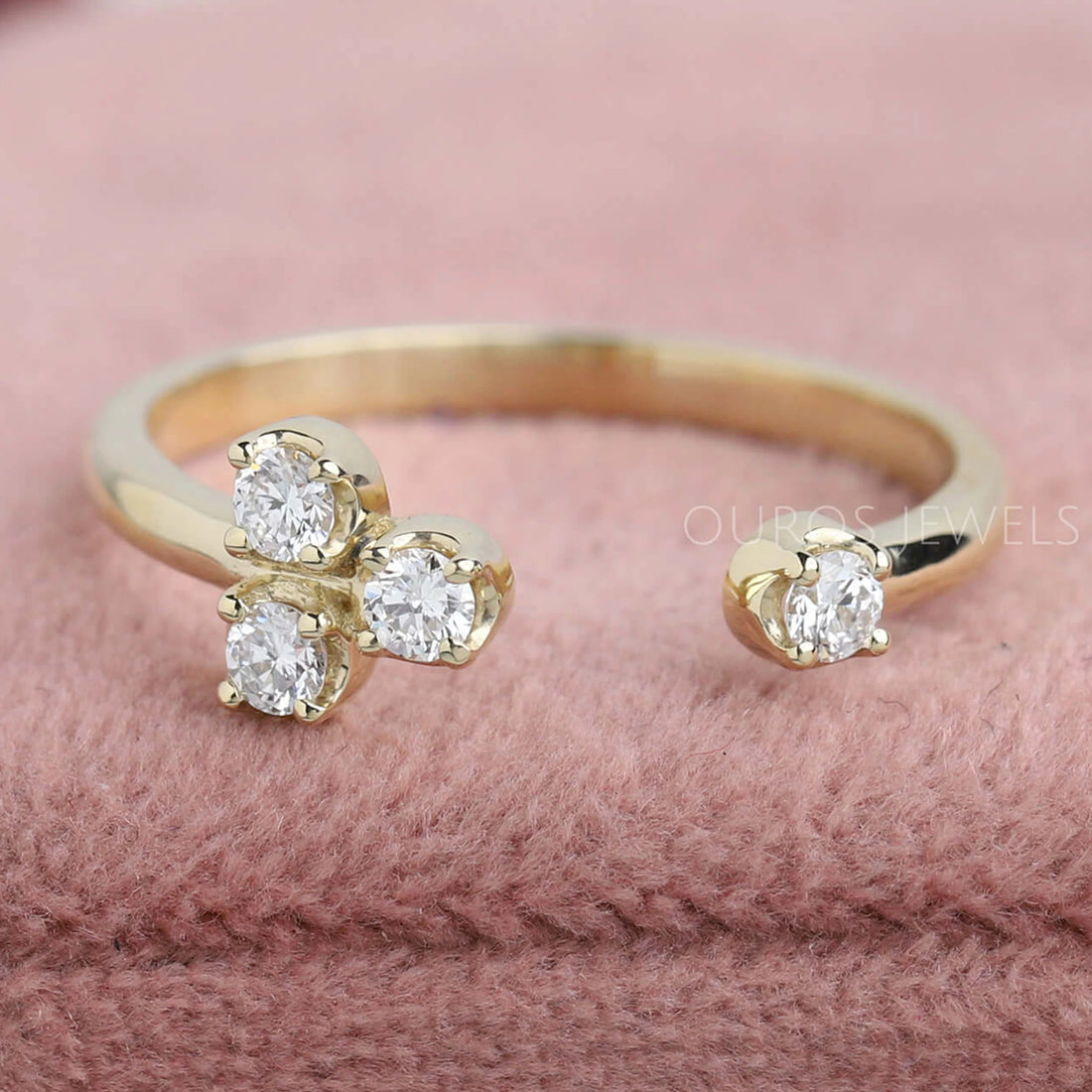 Round Diamond Open Cuff Wedding Band Rings