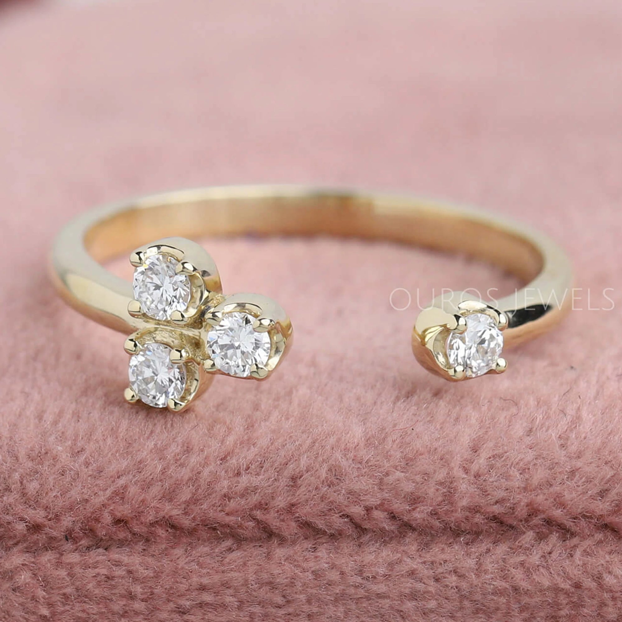 Round Diamond Open Cuff Wedding Band Rings