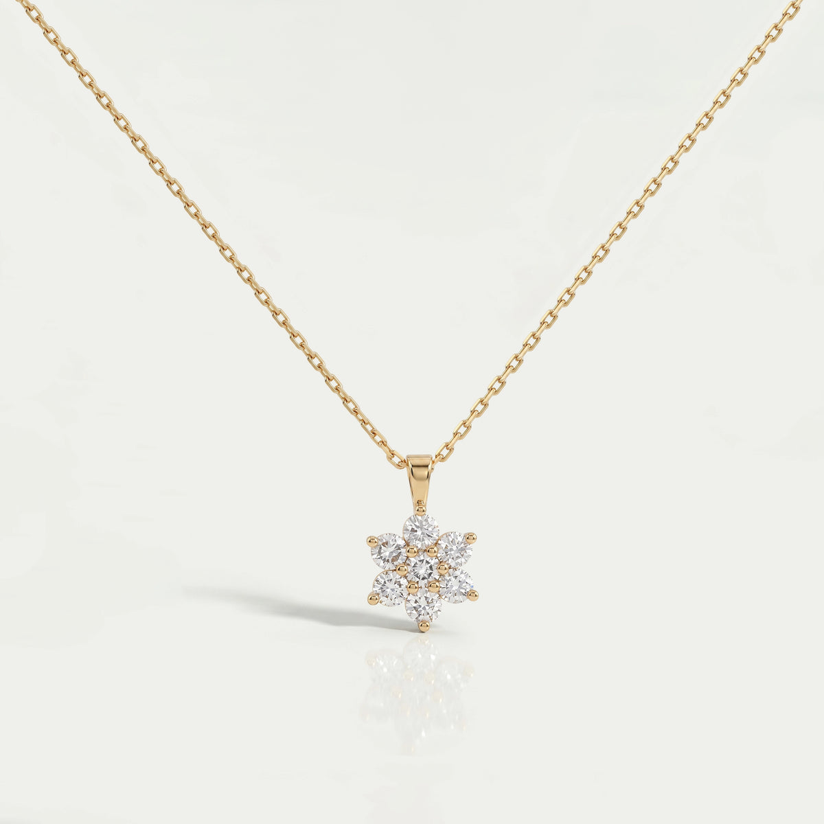 Floral Shape Round Lab Diamond Pendant Necklaces
