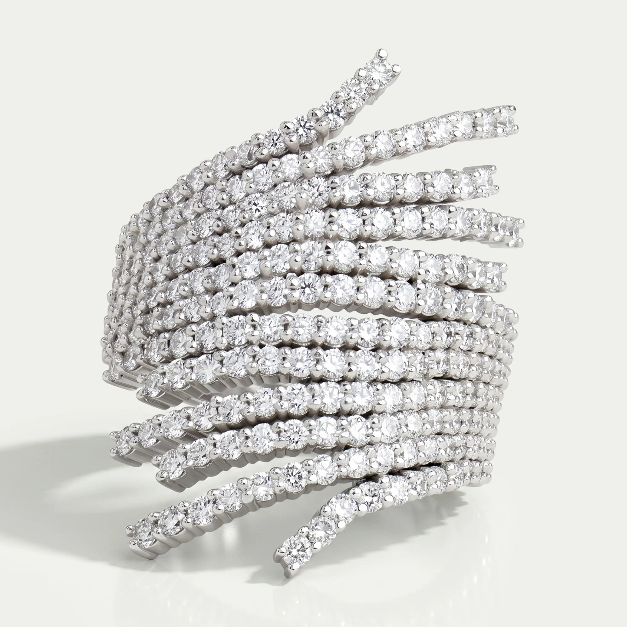 Round Cut Row Bypass Engagement Ring