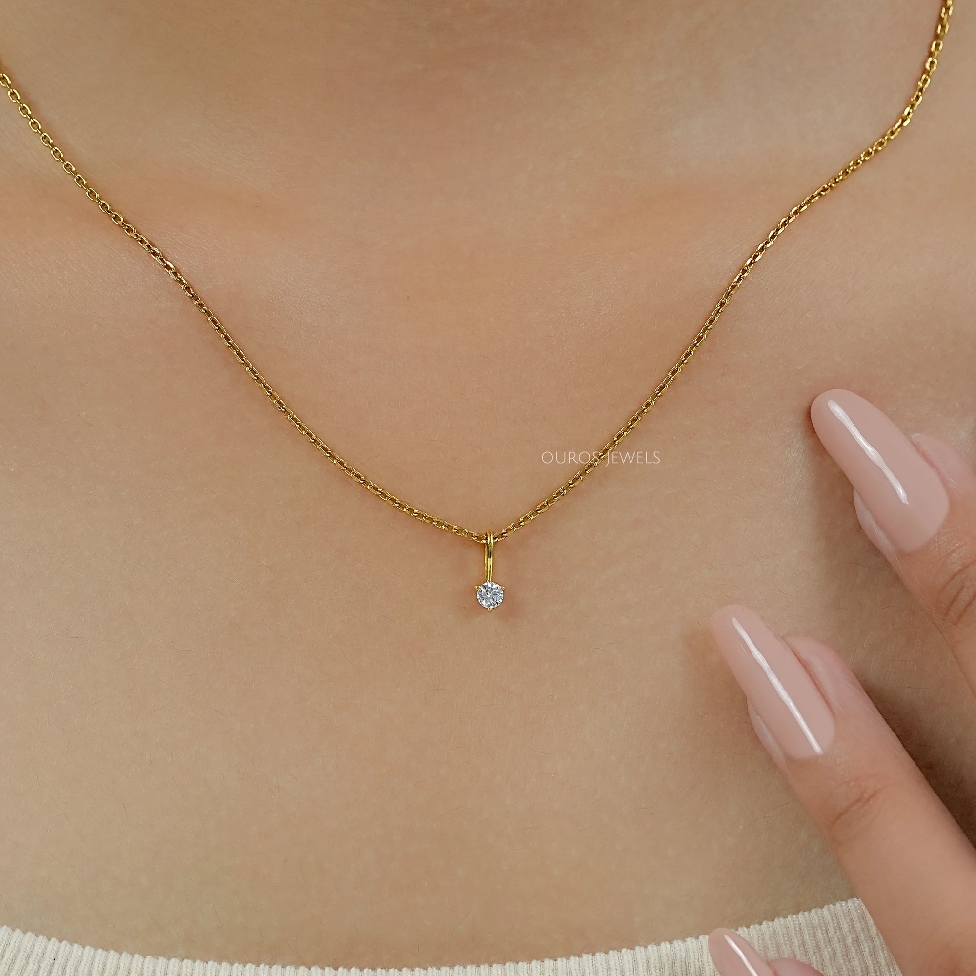 Lab Grown Round Diamond Solitaire Pendant
