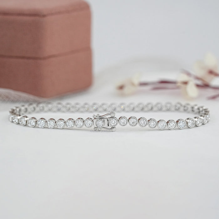 3.00 MM Round Lab Diamond Bezel Set Tennis Bracelet Bracelet
