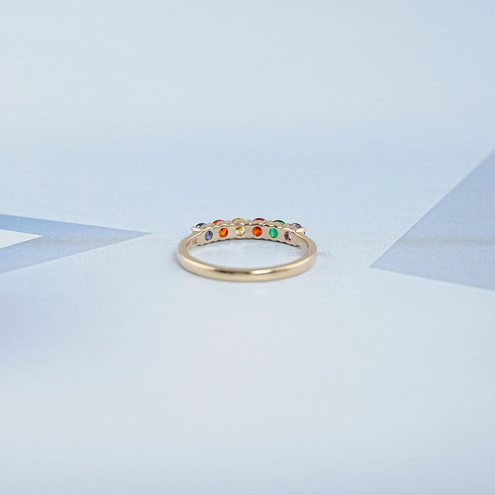 Rainbow Round Gemstone Dainty Wedding Ring Ring