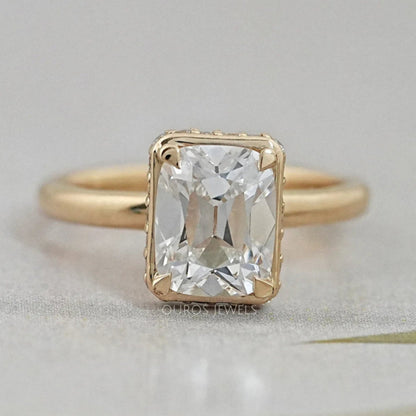 Old Mine Cushion Cut Hidden Halo Engagement Ring Rings
