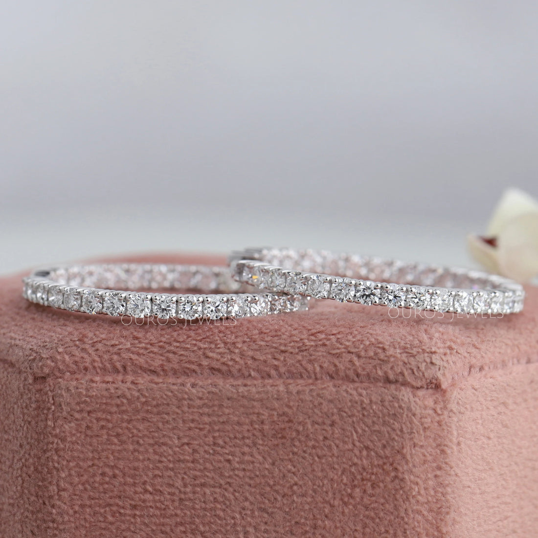Round Diamond Inside Out Hoop Earrings Earring