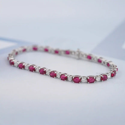 Ruby Oval Gemstone Bracelet