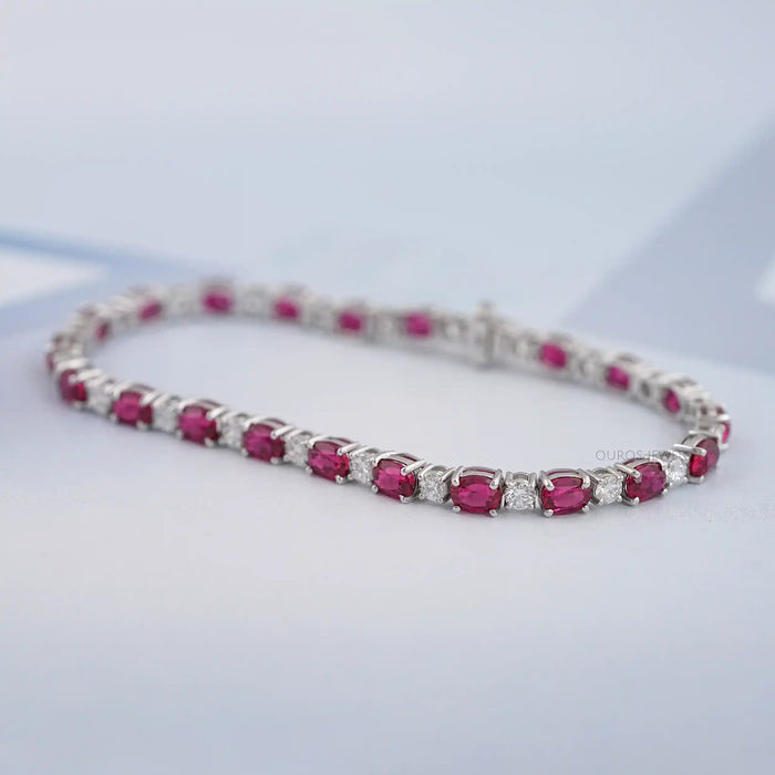 Ruby Oval Gemstone Bracelet