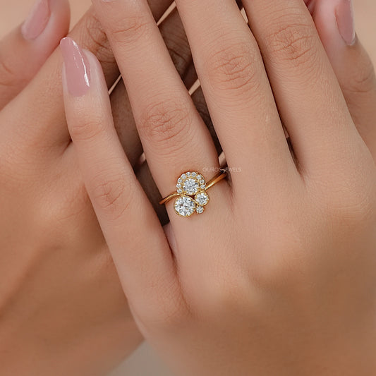 OEC Round Lab Diamond Cluster Engagement Ring Ring