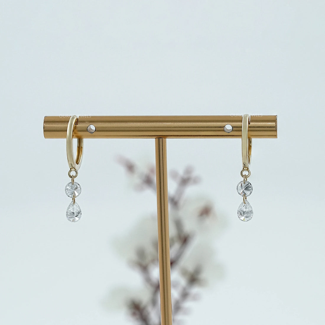 Two Stone Lab Diamond Dangle Hoop Earrings Earring