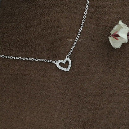 Open Heart Shape Lab Diamond Pendant Necklaces