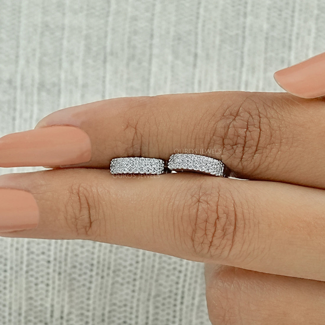 Round Lab Diamond Pave Set Huggie Earrings Earrings