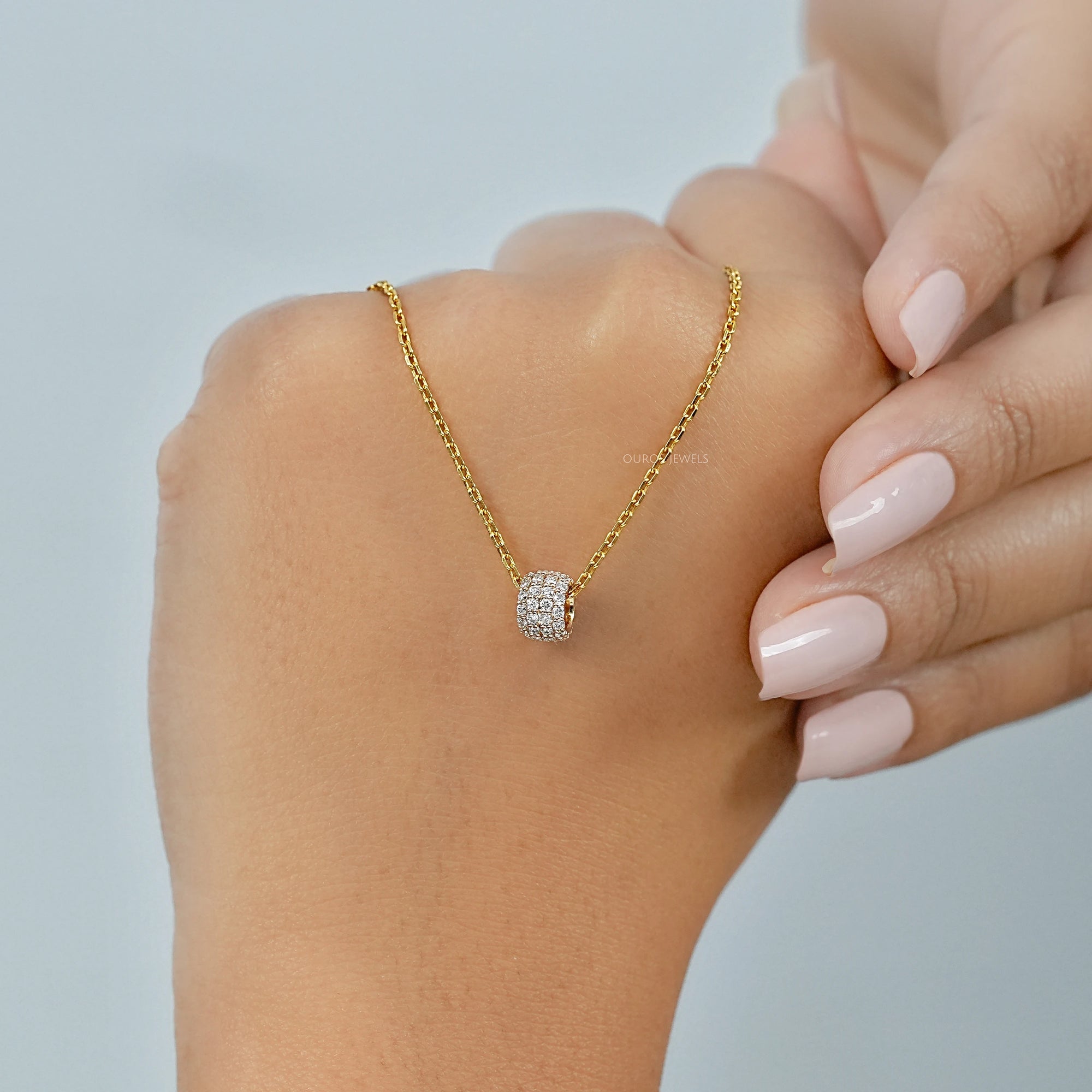 Round Lab Diamond Barrel Pendant Necklaces