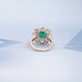Emerald Square Cushion Round Halo Floral Engagement Ring