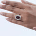 Ruby Elongated Cushion Gemstone Halo Diamond Ring
