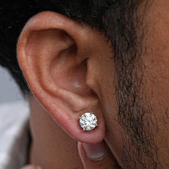 Round Cut Solitaire Stud Earrings For Men Earring