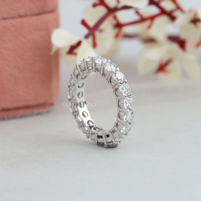 Round Lab Diamond Eternity Wedding Band Ring