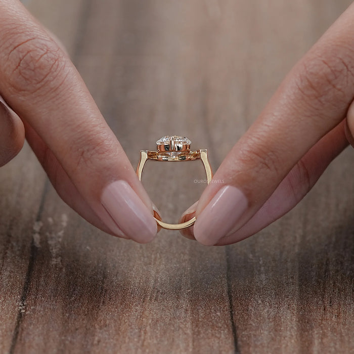 Half Halo Round Lab Diamond Engagement Ring Earring