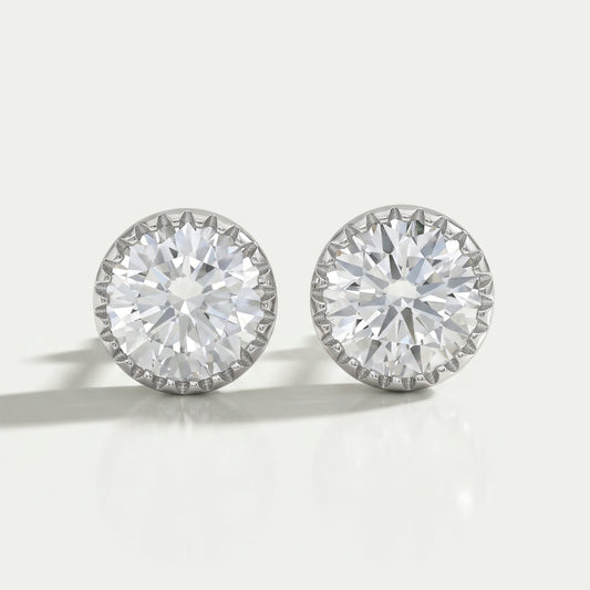 Round Lab Diamond Milgrain Stud Earrings Earrings