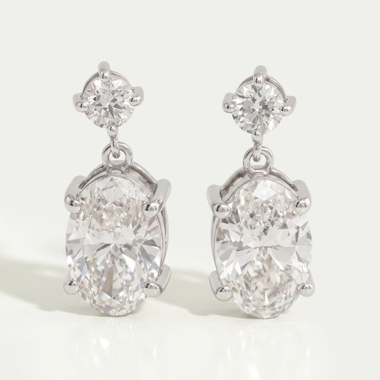 Round And Oval Cut Lab Diamond Drop Dangle Earring