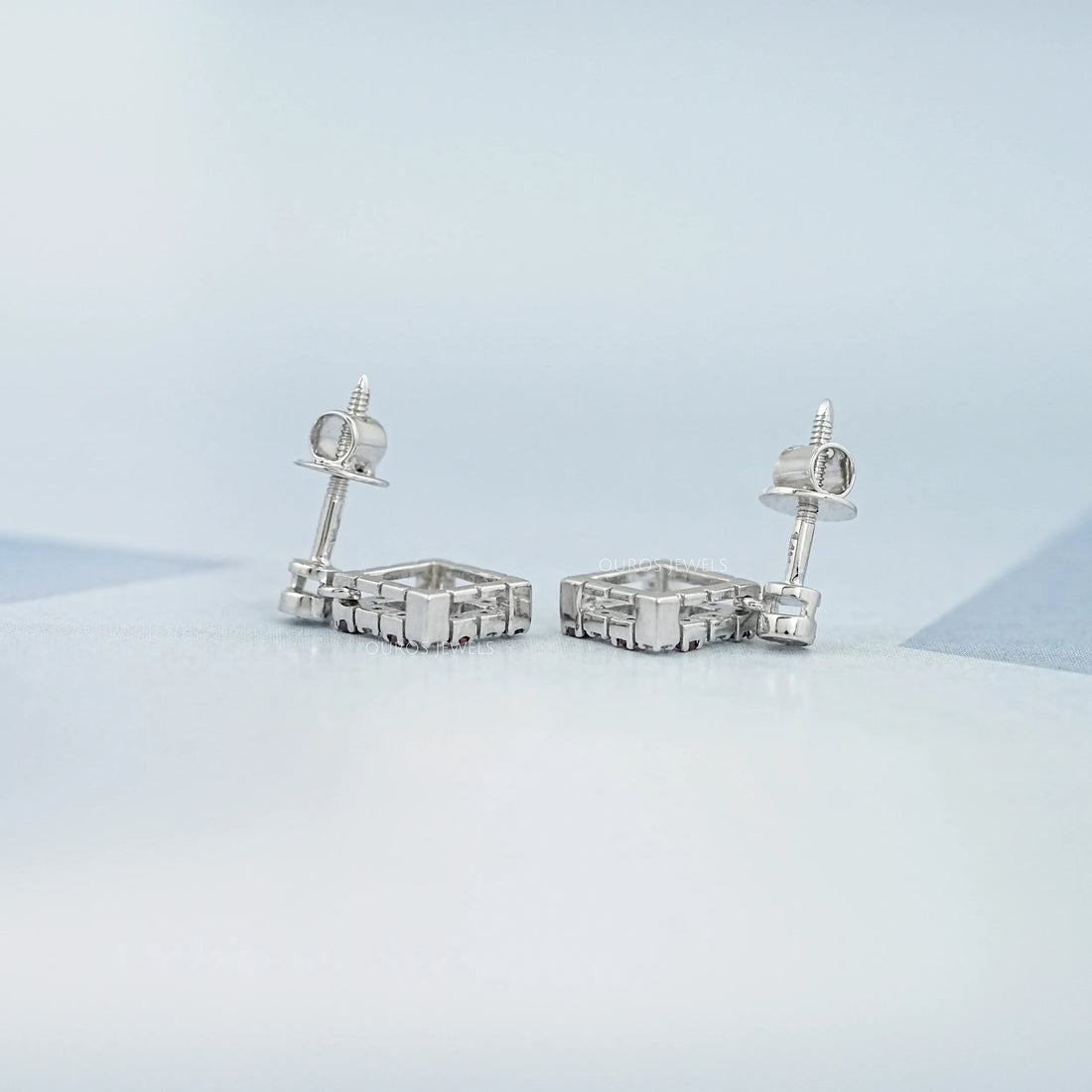 Bezel Set Round Ruby Gemstone Accent Drop Earrings Earring