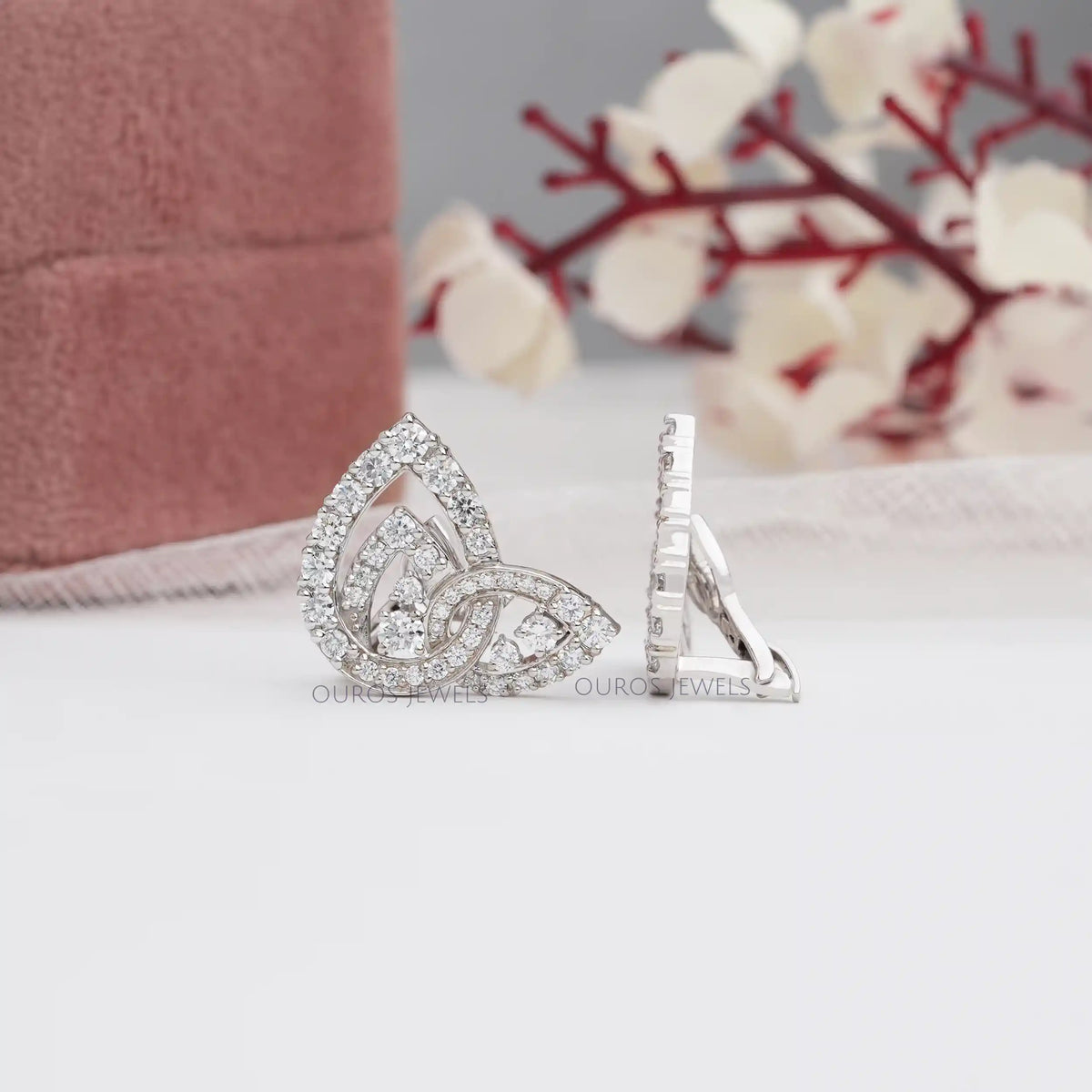 Round Cluster Diamond Clip On Back Earrings Earring