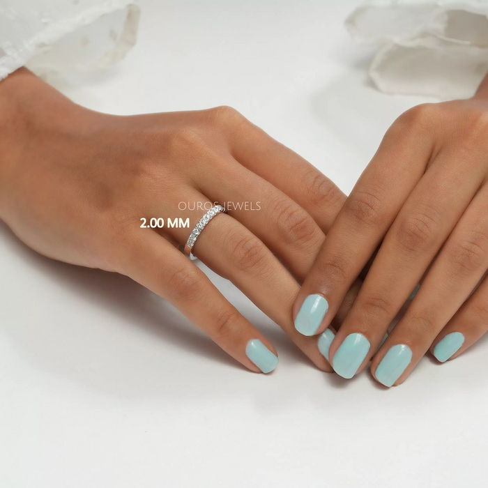 Round Cut Lab Diamond Half Eternity Band