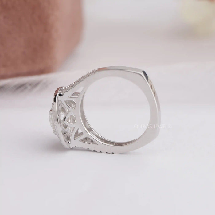 Round Cut Lab Diamond Double Halo Engagement Ring Ring