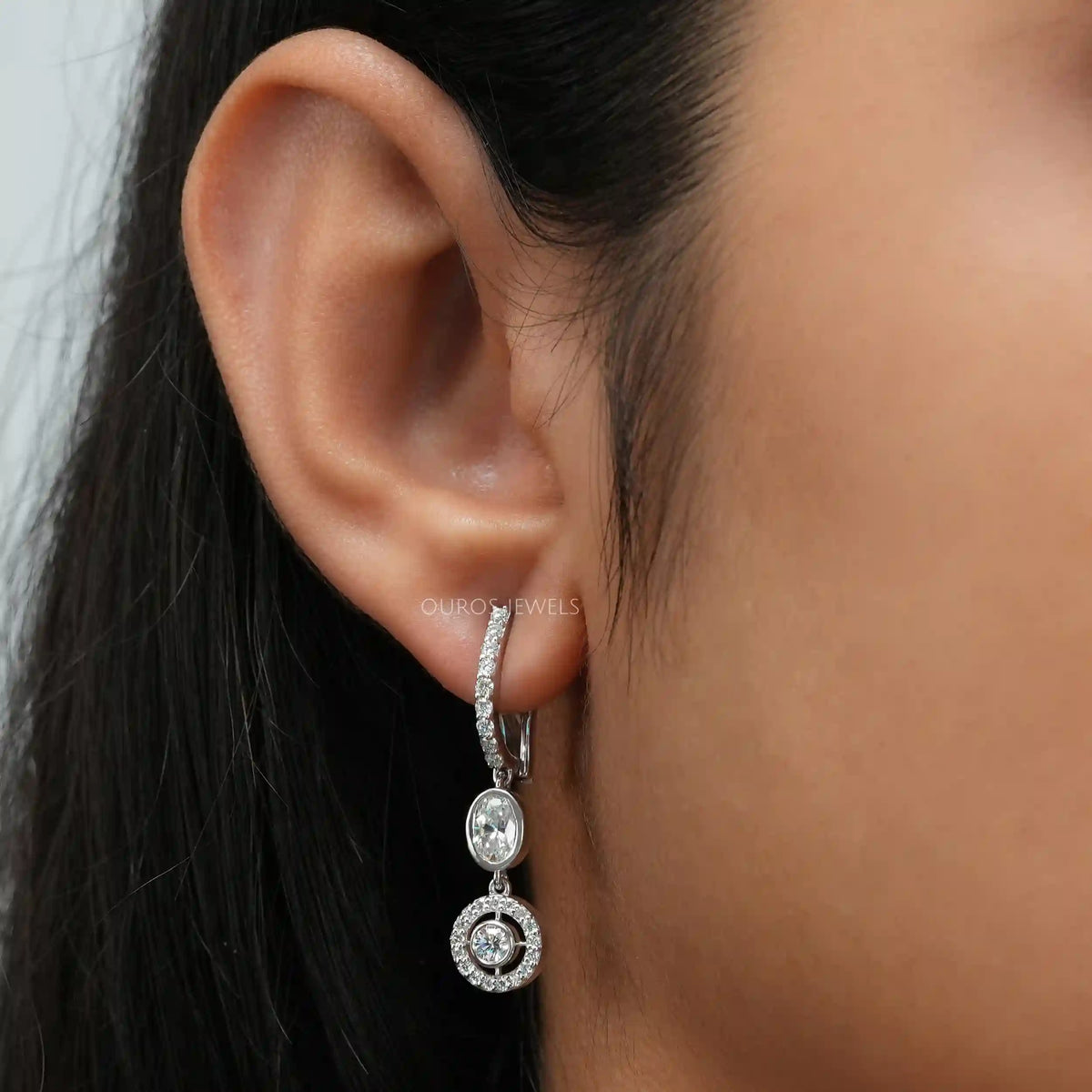 Round Cut Lab Grown Diamond Lever Back Earrings