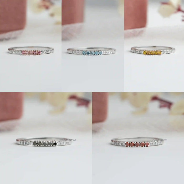 Fancy Round Cut Lab Grown Diamond Stacking Ring Rings