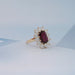 Ruby Elongated Cushion Gemstone Halo Diamond Ring