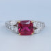 Ruby Cushion Gemstone And Lab Diamond Split Shank Ring Rings