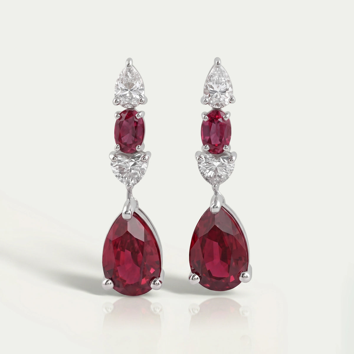 Red Ruby Pear Cut Lab Gemstone Drop Dangle Earrings Earring