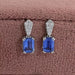 Sapphire Emerald Gemstone Round Diamond Drop Earrings Earrings