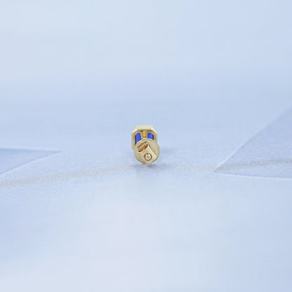 Sapphire Asscher Gemstone Bezel Men's Stud