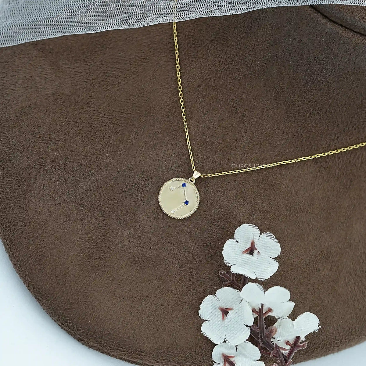 Libra Zodiac Sign Sapphire Gemstone Pendant