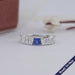 Sapphire Princess And Tapered Baguette Cut Half Eternity Band Rings