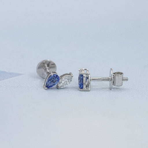 Two Stone Sapphire Pear And Marquise Diamond Stud Earrings Earrings