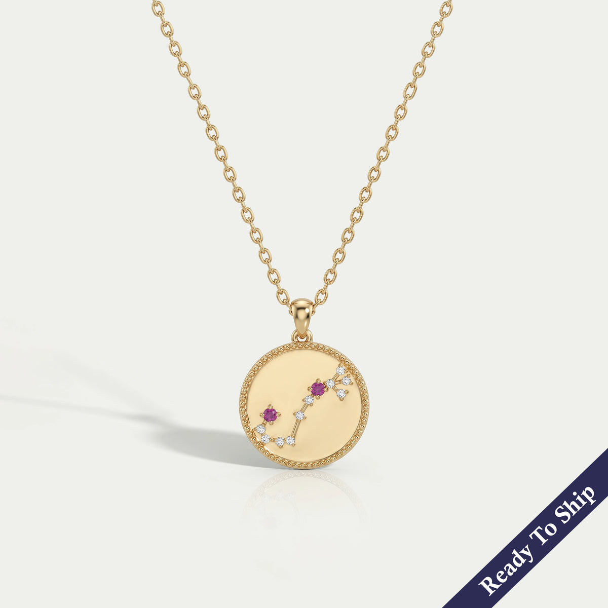 Scorpio Zodiac Sign Purplish Pink Gemstone Pendant Necklaces