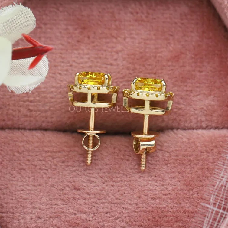 Yellow Cushion Diamond Lab Grown Earrings Earring