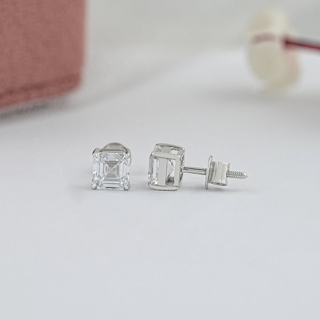 Asscher Cut Lab Grown Diamond Stud Earrings Earrings