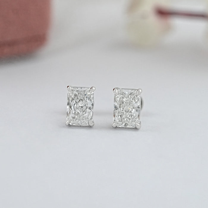 IGI Certified Radiant Cut Lab Grown Diamond Stud Earrings
