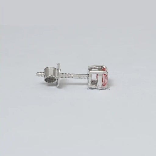 Pink Cushion Cut Single Stud Earring Earring