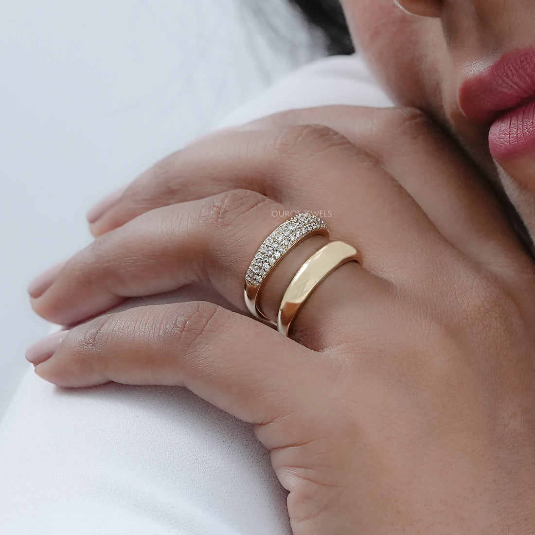 Gold Double Domed Open Cuff Ring