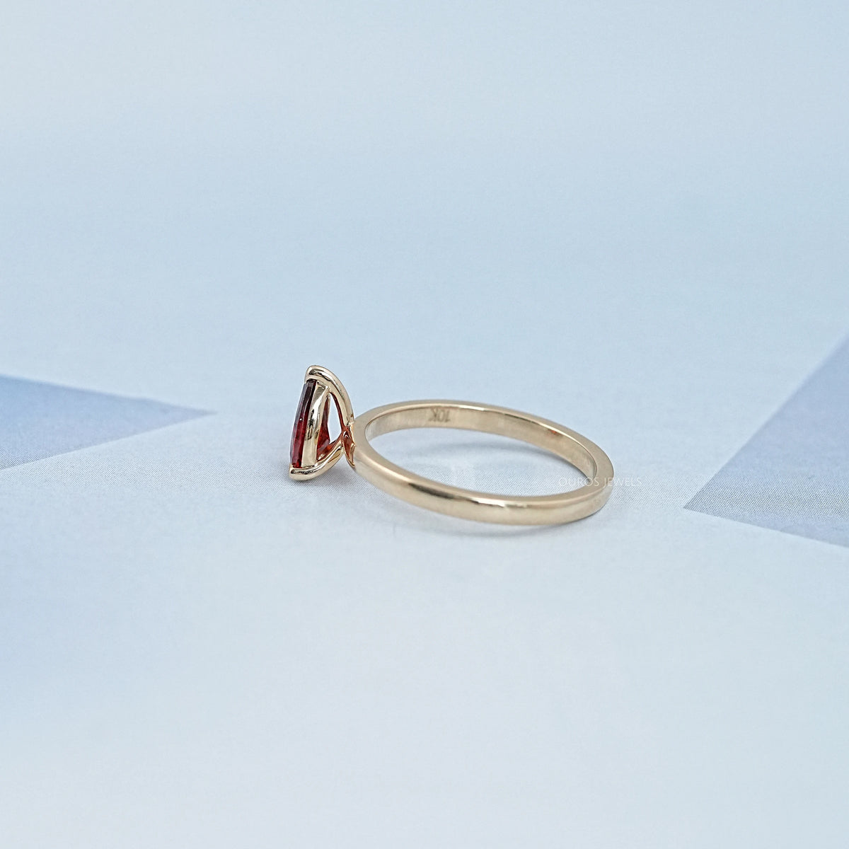 Garnet Pear Gemstone Solitaire Engagement Ring Ring