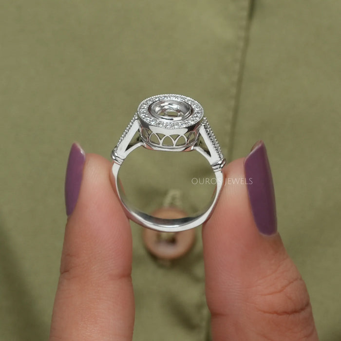 Semi Mount Halo Diamond Engagement Ring Ring