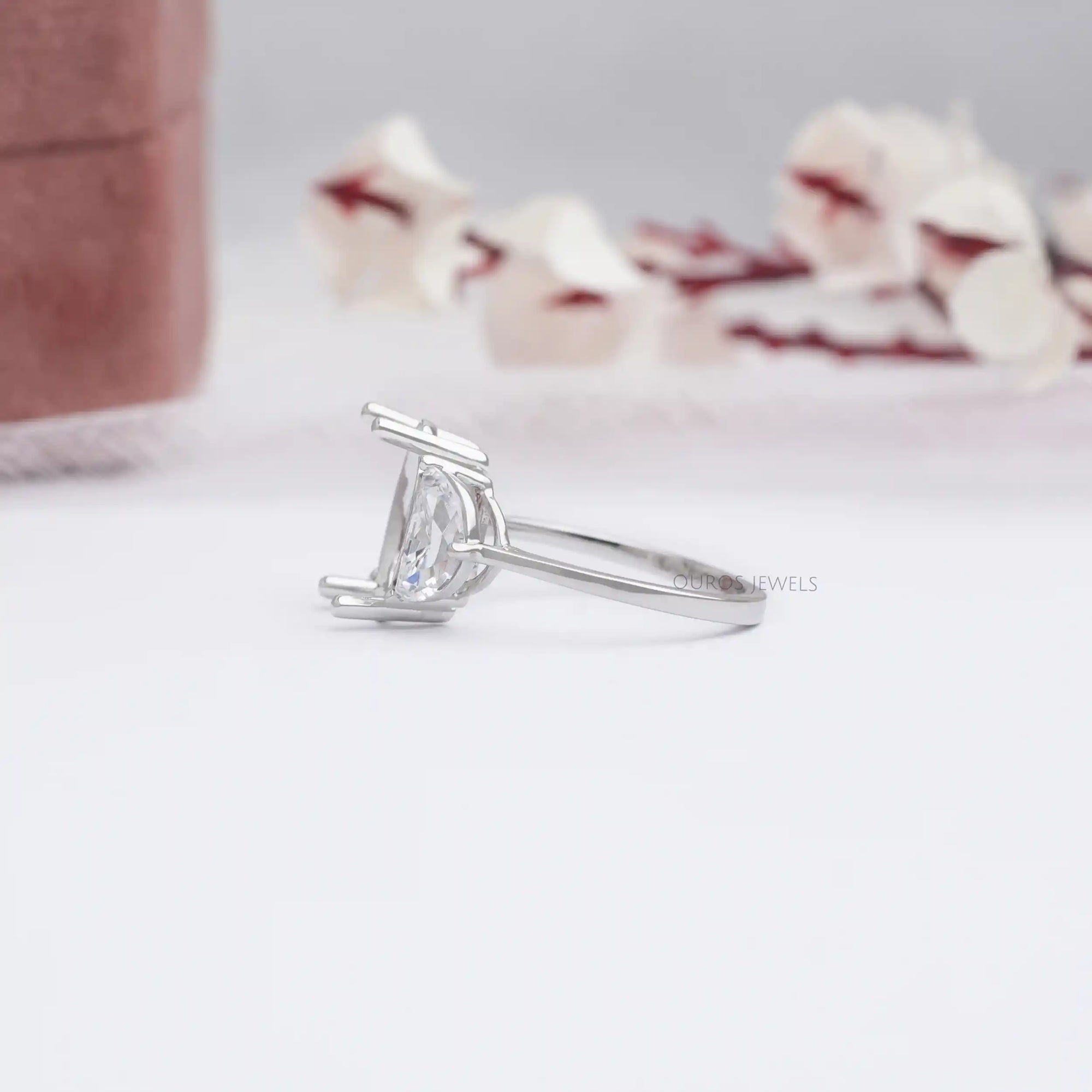 Oval Shape And Half Moon Semi Mount Engagement Ring