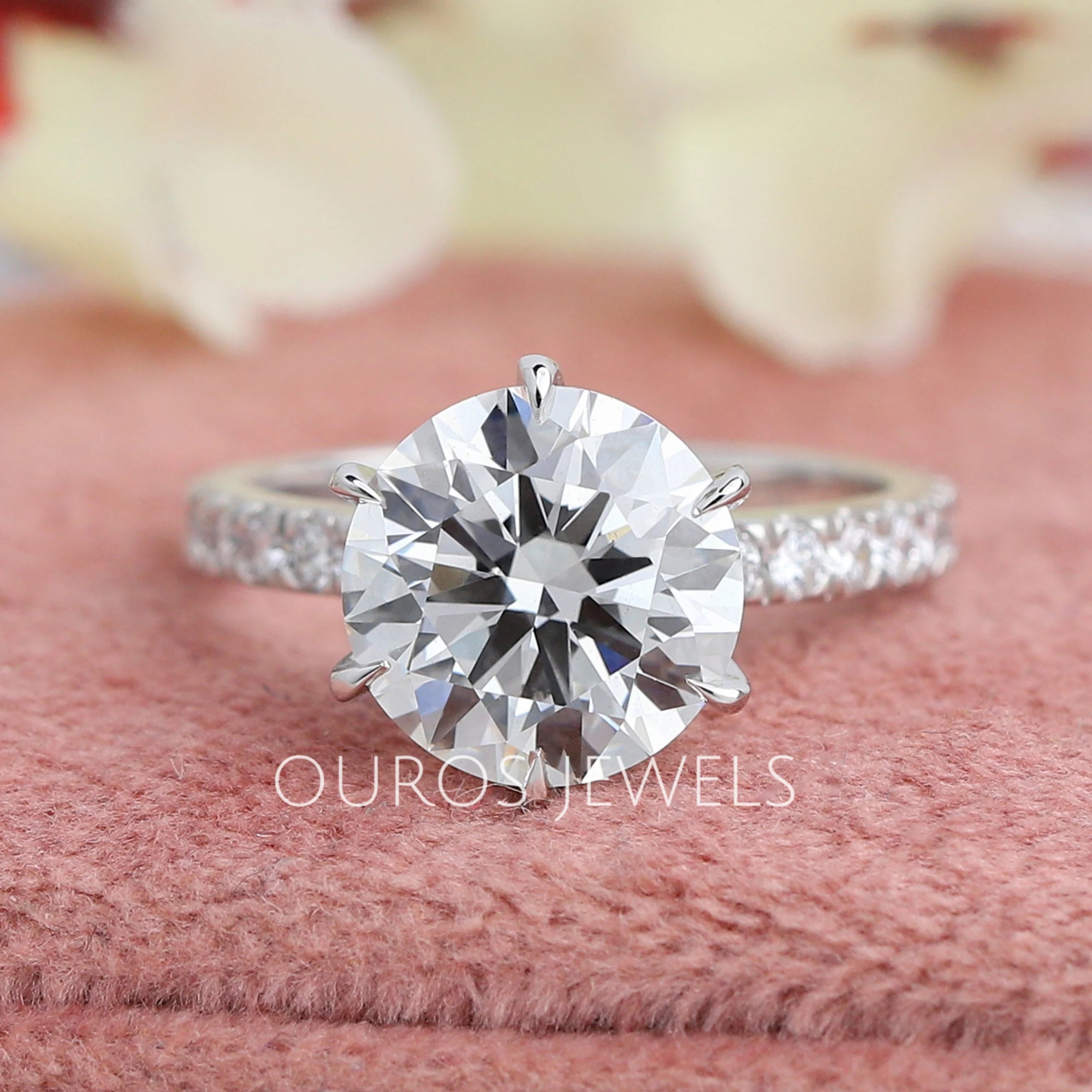 Six Prong Round Lab Grown Diamond Solitaire Ring Rings