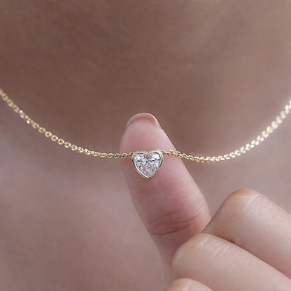 Heart Cut Lab Diamond Solitaire Bezel Pendant Necklaces