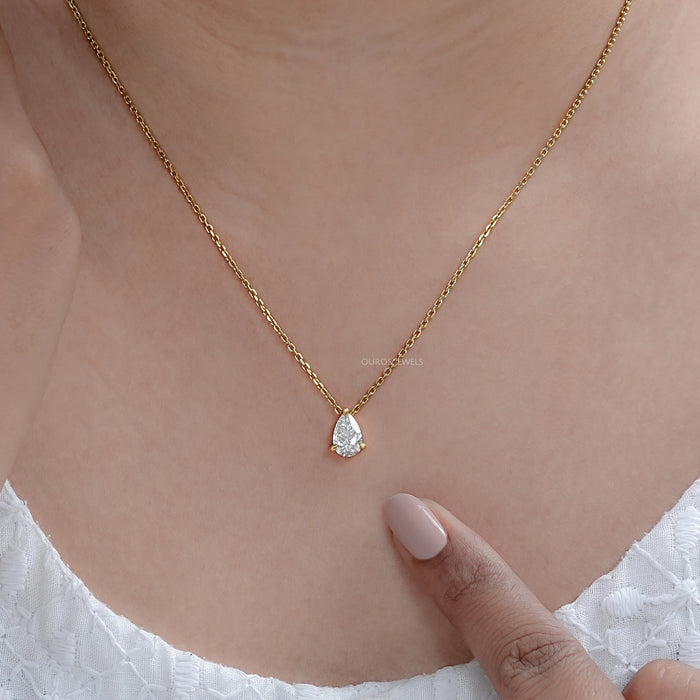 Pear Cut Lab Grown Diamond Pendant Necklaces